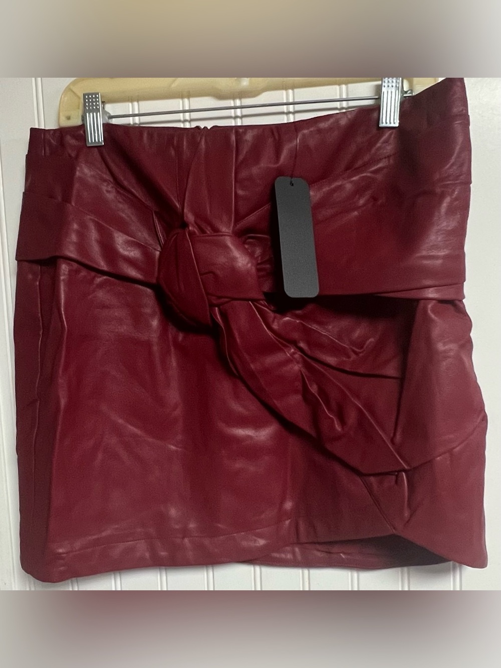 NWT VICI Faux Vegan Leather Mini Skirt Burgundy